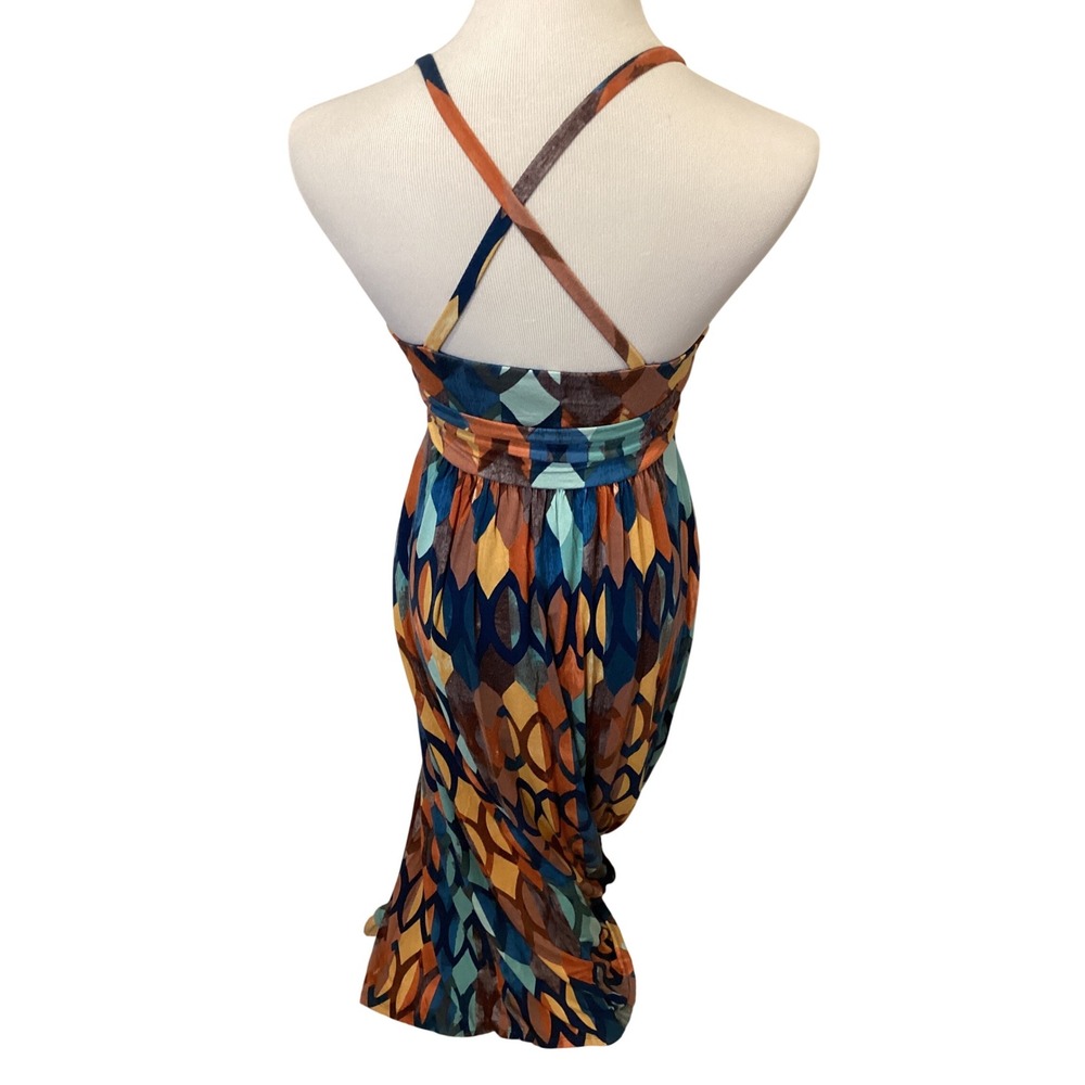 Maeve Anthropologie Geometric Print Halter Maxi Dress Women XXS Petite - Picture 4 of 6